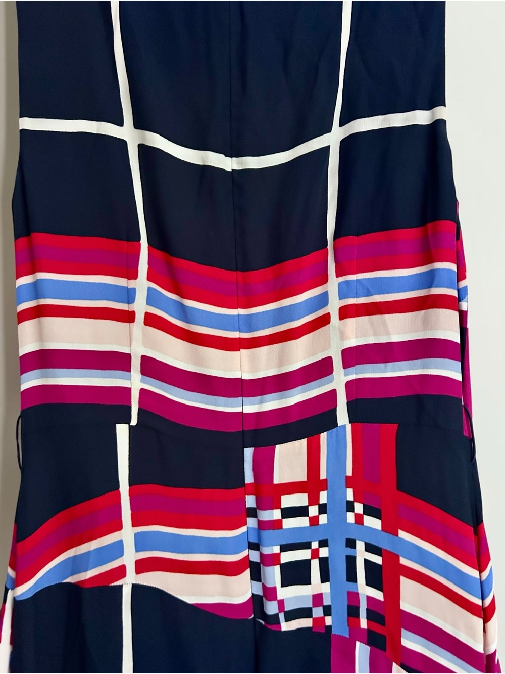 Karen Millen Geometric Plaid Fit & Flare Handkerchief Hem Midi Dress US 4 - Picture 9 of 10